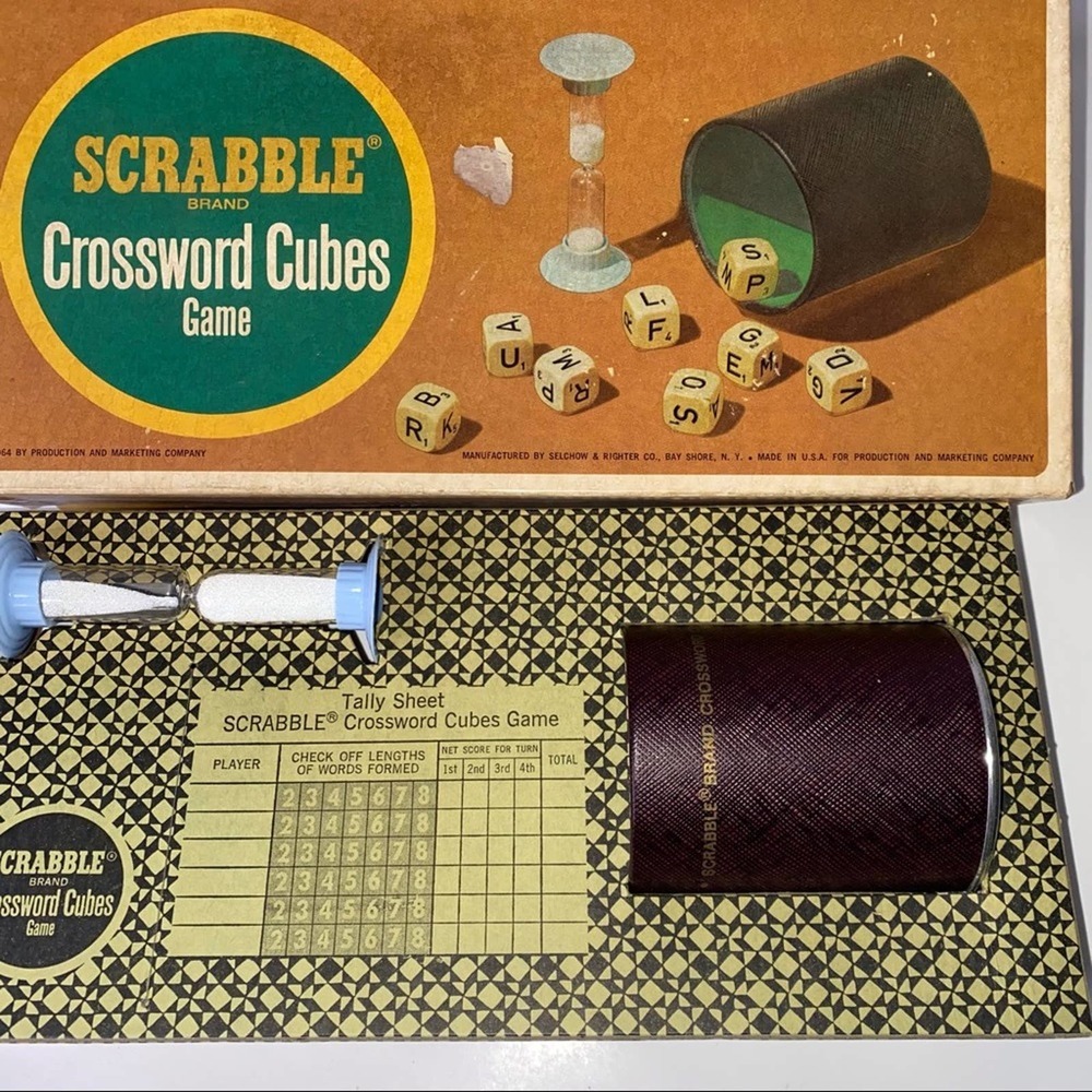Vintage Scrabble Crossword Cubes Game Selchow & Righter 1964 *